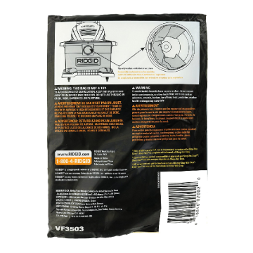 Ridgid VF3503 High Efficiency, Dry Pickup Dust Bags for 6 - 9 Gallons