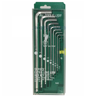 Picture of S-Ks Tools USA 043-9VC Extra Long Arm Ball Point Allen Wrench Set (Silver) - Metric Size
