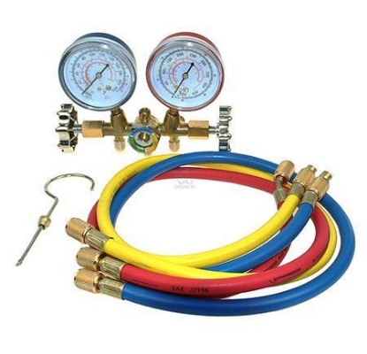 Picture of Asian First Brand CT-536G Brass Manifold Gauge For R-12 With Sight Glass & 36" Hose