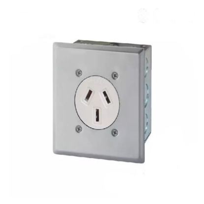 Flush Mount Power Receptacle with Stainlles Plate & Box	